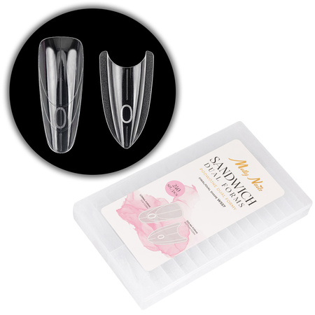 Moldes dobles tipo sándwich para la construcción de uñas, forma ovalada W557 de MollyNails, 240 unidades