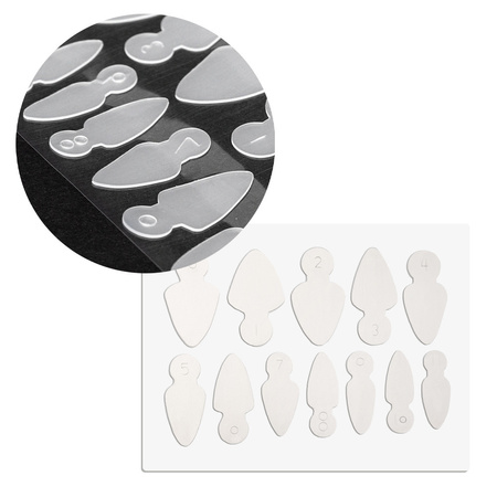 Lot de 12 moules en silicone double forme pour manucure française MollyLac, forme amande courte