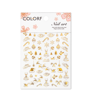 Autocollants pour ongles fins et autocollants de Noël CB-149 dorés