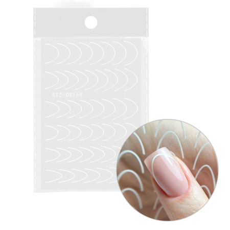 Autocollants pour ongles / French / Ligne du sourire 48 pièces, blanc STZ-CS169