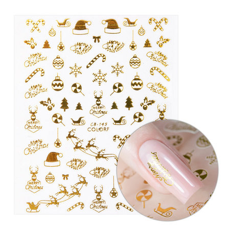 Thin self-adhesive Christmas nail stickers MollyNails CB-149 gold