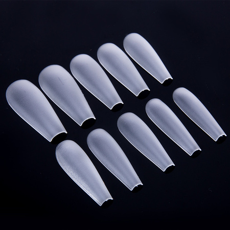 Faux ongles dans une boîte en forme de ballerine, finition mate transparente, modèle 7, 10 tailles, 500 pièces