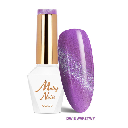 Гібридний лак LED/UV Gel Polish Cat Eye Crystal Water № 263 Plum MollyNails без HEMA/Di-HEMA, 8 г
