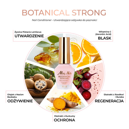 Schützende und stärkende Nagelpflege „3-Step System Botanical Strong Nail Conditioner“ von MollyNails, 10 ml