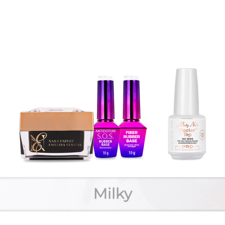 PRO MATCH SYSTEM 3+1 Milky: żel 50g: SelfLeveling+2x Baza+Doctor Top 15g GRATIS