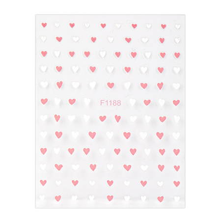 Dünne, selbstklebende Nagelsticker in Herzform F1188, rosa