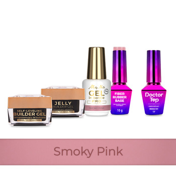 MollyNails PRO MATCH SYSTEM 4+1 Smoky Pink 3 builder gels + base coat + Doctor Top 10g