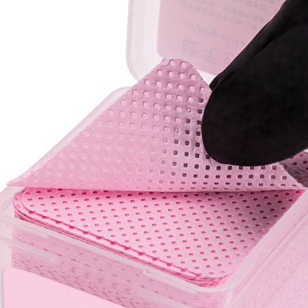 MollyNails dust-free perforated cotton pads for nails, pink, 5x5 cm, 200 pcs