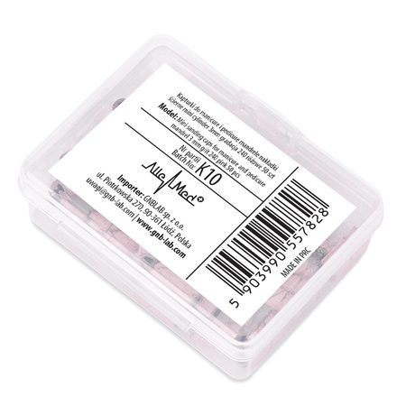 Kapturki do manicure i pedicure mandrele nakładki ścierne mini cylinder 3mm gradacja 240 różowe 50 szt.