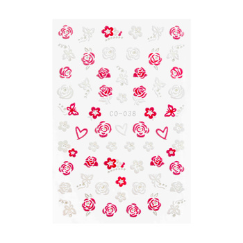 Autocollants 3D pour ongles : fleurs de la Saint-Valentin CO-038