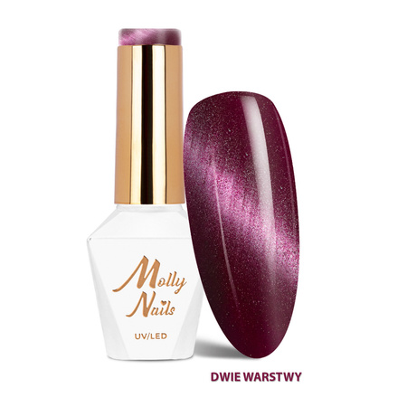 Lakier hybrydowy LED/UV Gel Polish Cat Eye Seduction Nr 245 Velvet Mauve MollyNails HEMA/Di-HEMA Free 8g