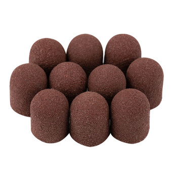 Abrasive caps for pedicure with cotton center, 13 mm, 240 grit, brown, AlleMed, 10 pcs.