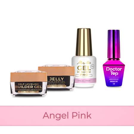 MollyNails PRO MATCH SYSTEM 3+1 Angel Pink: 3 builder gels + Doctor Top 10g