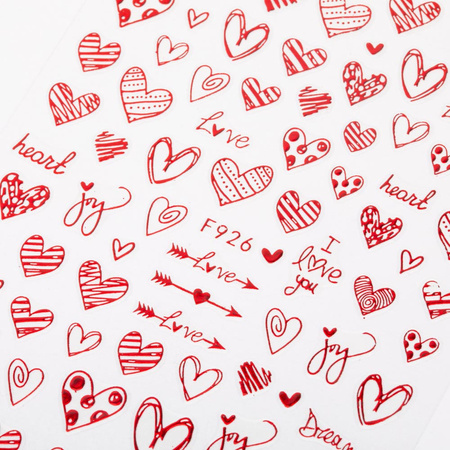 Adhesivos para uñas autoadhesivos de San Valentín, rojos, F926