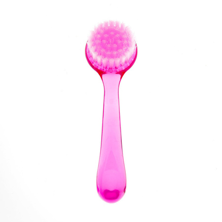 Spazzolina rotonda per manicure e polvere con manico rosa