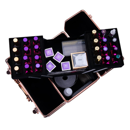 Estuche de cosméticos M para esmaltes de uñas en color rosa dorado