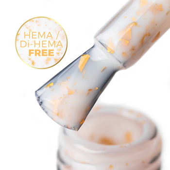 Каучукова основа молочного кольору із золотистими пластівцями Flakes Rubber Base Milk&amp;Gold; MollyLac без HEMA/Di-HEMA, 10 грамів