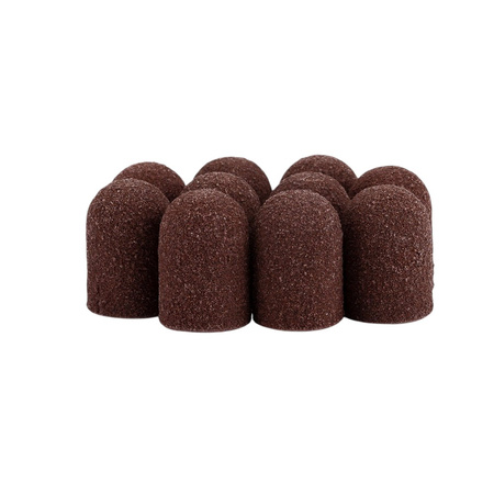 Capuchons abrasifs pour pédicure avec insert en coton, 13 mm, grain 150, marron, AlleMed, 10 pièces