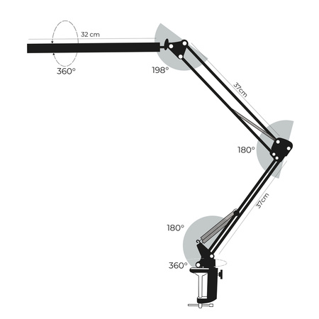 Schreibtisch-Kosmetikleuchte für die Maniküre, 12 W, schwarz, MT-328