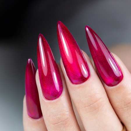 Top coloré sans essuyage « Crystal Glass » de MollyNails, couleur framboise, sans HEMA/Di-HEMA, 10 g
