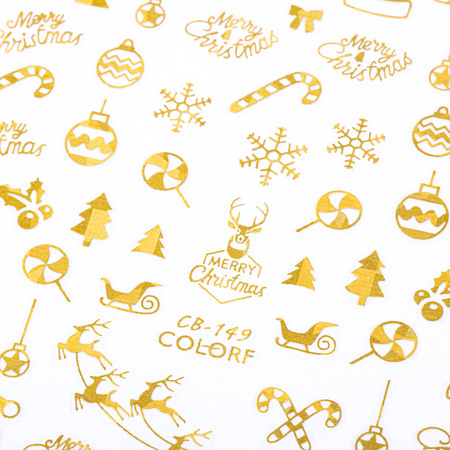 Dünne, selbstklebende Weihnachts-Nagelaufkleber CB-149, goldfarben