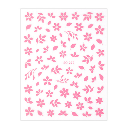 Thin, self-adhesive flower nail stickers SO-272, light pink