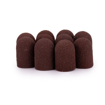 Capuchones abrasivos para pedicura con interior de algodón, 16 mm, grano 240, color marrón, AlleMed, 10 unidades