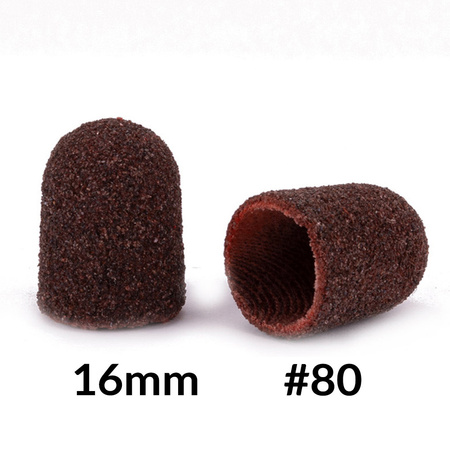 Абразивні насадки для педикюру з бавовняною вставкою, 16 мм, зернистість 80, коричневі, AlleMed, 10 шт.