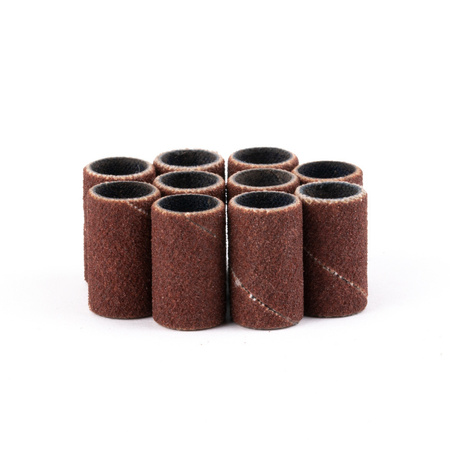 Cappucci per manicure e pedicure, mandrini, inserti abrasivi, cilindro da 6 mm, grana 240, AlleMed, marroni, 10 pezzi