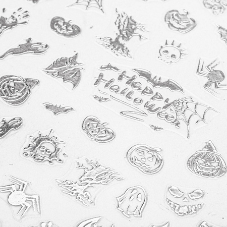 Adhesivos finos para uñas de Halloween MS-C301, plateados
