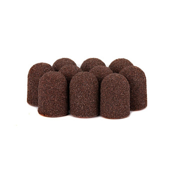 Schleifkappen für die Pediküre mit Baumwollkern, 16 mm, Körnung 80, braun, AlleMed, 10 Stück