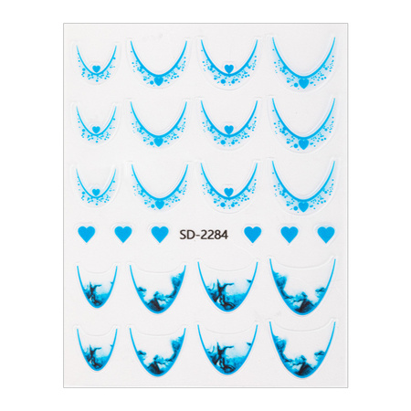 Naklejki samoprzylepne na paznokcie 5D/ French/ Francuska linia uśmiechu 20szt blue SD-2284