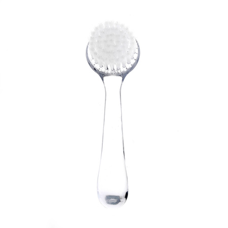 Round manicure and dust brush with transparent handle
