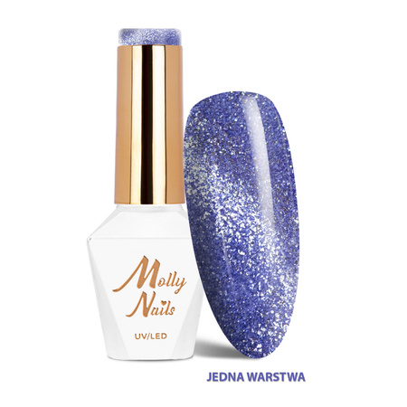 Lakier hybrydowy LED/UV Gel Polish Cat Eye Glacier Crush Nr 252 Amethyst MollyNails HEMA/Di-HEMA Free 8g