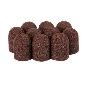 Capuchones abrasivos para pedicura con interior de algodón, 16 mm, grano 60, marrones, AlleMed, 10 unidades