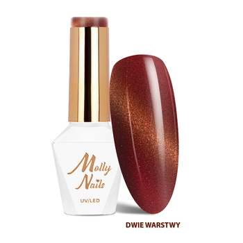 Esmalte híbrido LED/UV Gel Polish Cat Eye Seduction n.º 244 Rust Red de MollyNails, sin HEMA ni Di-HEMA, 8 g