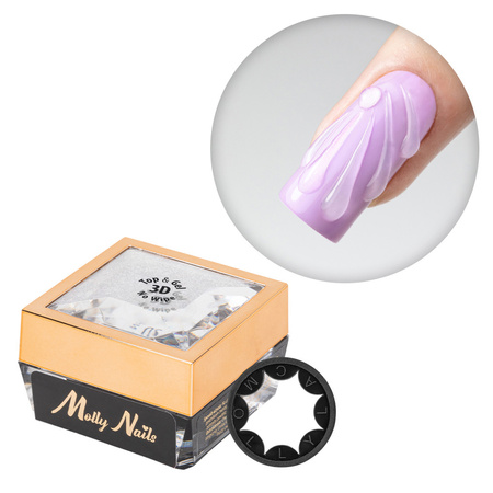 TOP & GEL NO WIPE 3D MollyNails pour décorations et effets, sans HEMA/Di-HEMA, 5 g + anneau de sécurité