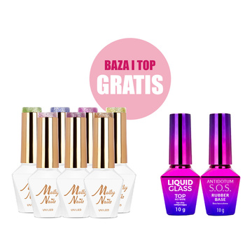 Set de 7 colores Glacier Crush Cat Eye sin HEMA ni Di-HEMA + base y capa superior GRATIS (S.O.S. Antidotum, Liquid Glass)