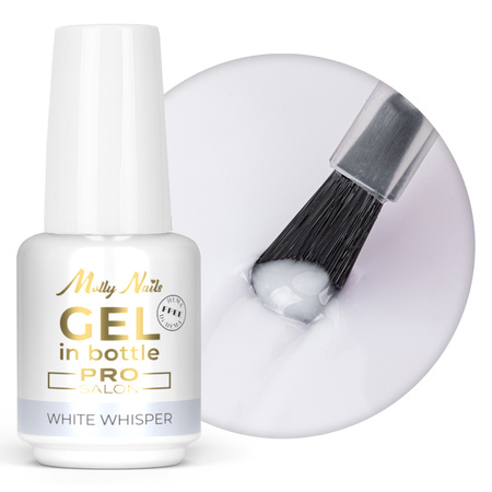 Aufbaugel in der Flasche mit Pinsel „Gel in Bottle“ von MollyNails Pro Salon White Whisper, HEMA/Di-HEMA-frei, 15 g