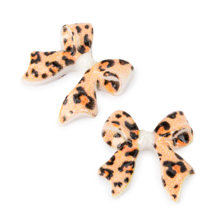 Confezione di decorazioni con fiocchi 3D MollyNails, motivo leopardato, 45 pezzi
