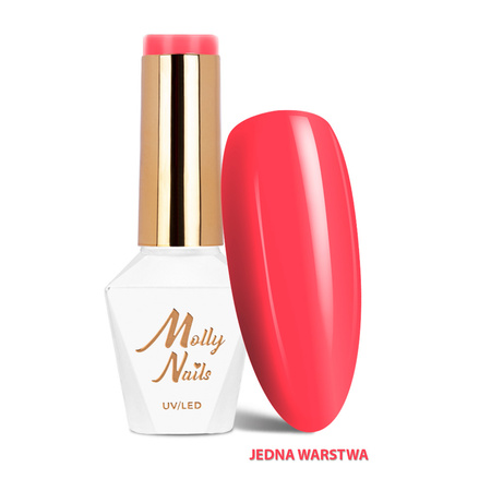 Vernis hybride LED/UV Gel Polish Vivid Vibes n° 286 Hot Coral MollyNails sans HEMA/Di-HEMA 8 g