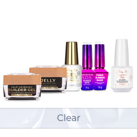 PRO MATCH SYSTEM 5+1 Clear: 3x żele: Jelly&SelfLeveling&Gel in bottle+2 Bazy+Doctor Top 15g GRATIS