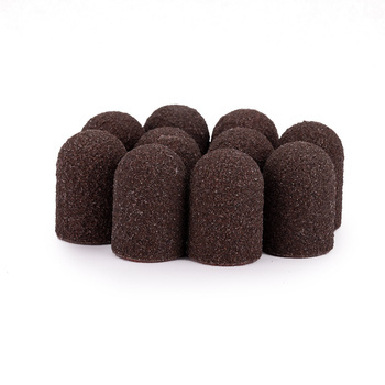 Capuchons abrasifs pour pédicure avec insert en coton, 16 mm, grain 100, marron, AlleMed, 10 pièces
