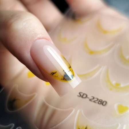 Selbstklebende 5D-Nagelaufkleber / French / Französische Smile-Linie, 20 Stück, gelb, SD-2280