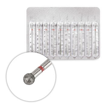 Diamantbohrerset, Kugelbohrer 4 mm, rot, fein, 10 Stück