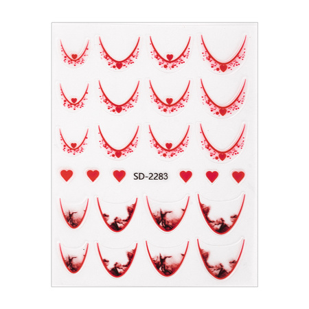 Self-adhesive nail stickers 5D/French/French smile line 20 pcs red SD-2283