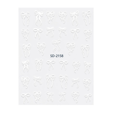 Adhesivos para uñas 5D autoadhesivos con lazo blanco SD-2158 MollyNails