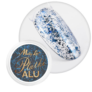 MollyLac Metallic-Nagelstaub – Aluminiumflocken in strahlendem Blau, 0,2 g, Nr. 6
