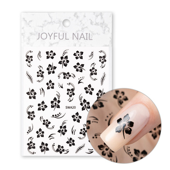 Thin, self-adhesive flower nail stickers SWA20, black