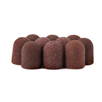 Capuchons abrasifs pour pédicure avec insert en coton, 13 mm, grain 120, marron, AlleMed, 100 pièces